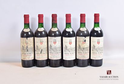 null 6 bottles Château PEYMOUTON St Emilion 1985

	Et: 2 a little stained, 4 faded,...