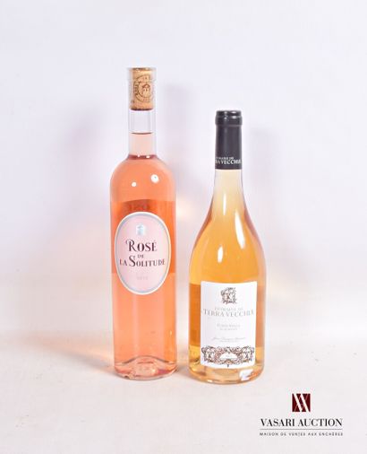 null Lot of 2 bottles including :

1 bottle Rosé de LA SOLITUDE Bordeaux rosé 2016

1...