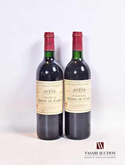 null 2 bouteilles	Château ORISSE DU CASSE	St Emilion GC	

	1 blle de 1995, 1 blle...