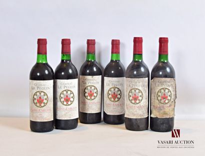 null 6 bottles Château LE PEGUIN St Emilion 1986

	Faded, stained (4 handwritten...