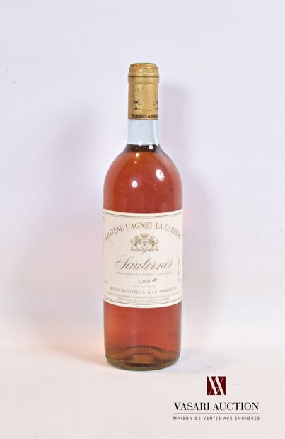 null 1 bouteille	Château L'AGNET LA CARRIÈRE	Sauternes	1989

	Et. un peu tachée....