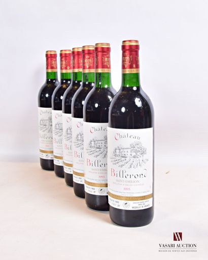 null 6 bottles Château LES VERDIERS Bergerac 1993

	And. a little stained. N: 4 half...