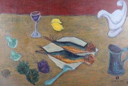 null CÉLICE Pierre (1932-2019)

Still life with mackerels and sauce boat 

Oil on...