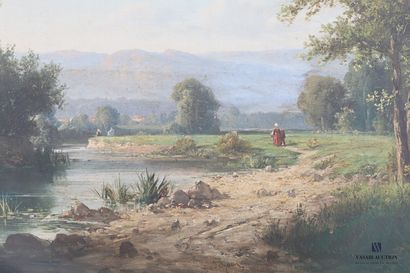 null GODCHAUX (XIXème siècle)

Fermière au bord du cours d'eau

Huile sur toile

(toile...