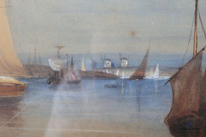 null École de l'Est du XIXème siècle

Paysage de bord de rivière

Aquarelle sur papier...
