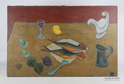 null CÉLICE Pierre (1932-2019)

Still life with mackerels and sauce boat 

Oil on...