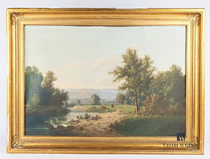 null GODCHAUX (XIXème siècle)

Fermière au bord du cours d'eau

Huile sur toile

(toile...