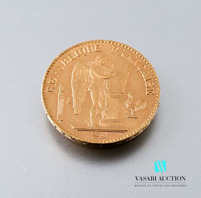 null A 20 franc gold coin depicting the Genie after Augustin Dupré, 1893, workshop...