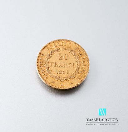 null Une pièce en or de 20 francs figurant le Génie d'après Augustin Dupré, 1849,...