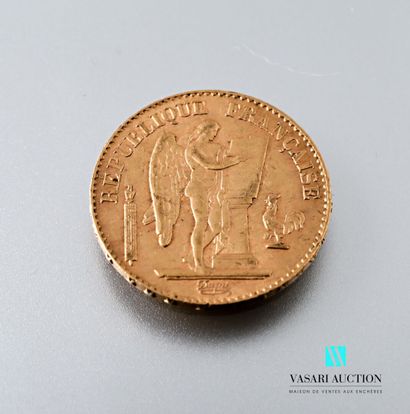 null Une pièce en or de 20 francs figurant le Génie d'après Augustin Dupré, 1897,...