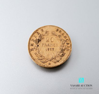 null Une pièce en or de 20 francs figurant Napoléon III tête nue gravée par Albert-Désiré...