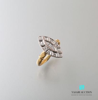null Ring marquise the ring in yellow gold 750 thousandths, central motive of shape...