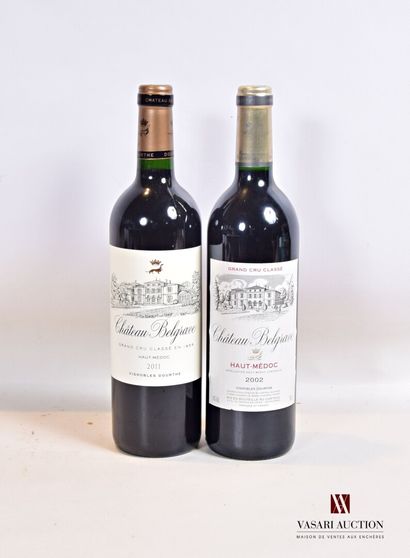 null 2 bouteilles	Château BELGRAVE	Haut Médoc GCC	

	1 blle de 2011, 1 blle de 2002.		

	Et.:...