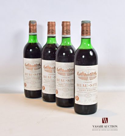 null 4 bouteilles	Château BEAU-SITE	St Estèphe CBS	1974

	Et. tachées (3 accrocs)....
