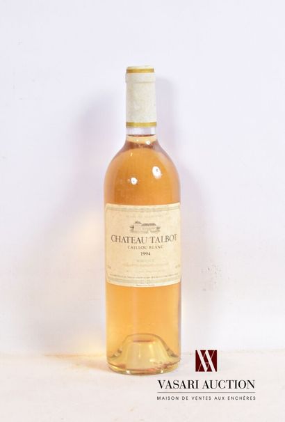 null 1 bouteille	Château TALBOT Caillou Blanc	Bordeaux blanc	1994

	Et. tachée. N...
