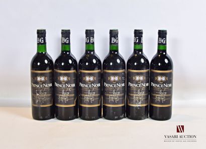 null 6 bouteilles	PRINCE NOIR mise nég.	Bordeaux Sup.	1987

	Et.: 1 impeccable, 5...