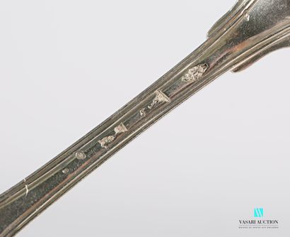null Set of six silver table forks, the handle decorated with fillets and finished...