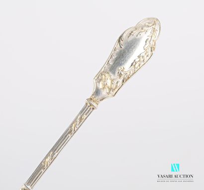 null Silver butter knife, the spatula decorated with plants and butterfly, the handle...