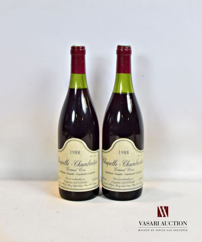 null 2 bouteilles	CHAPELLE CHAMBERTIN GC mise Charles Antonin nég.		1988

	Et. tachées....