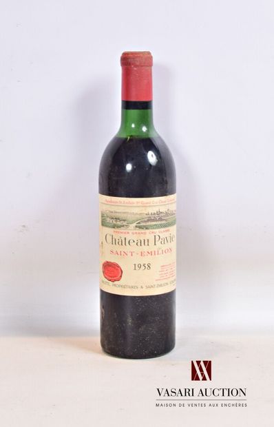 null 1 bouteille	Château PAVIE	St Emilion 1er GCC	1958

	Et. un peu fanée et tachée...