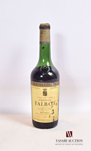null 1 bouteille	Château TALBOT	St Julien GCC	1964

	Et. tachée et un peu déchirée....
