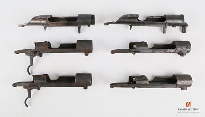 null Éléments de fusil MAUSER, différents modèles, boitier (6), bronzage d'origine,...
