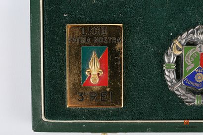 null Coffret de présentation comportant onze insignes d'unité de la Légion étrangère...