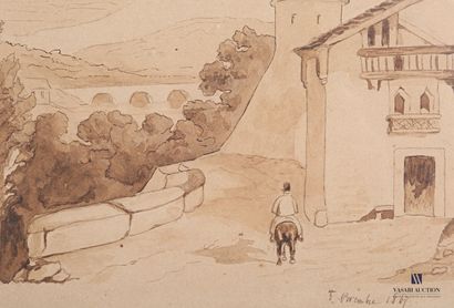 null E.BENARD? (XIXème siècle)

La halte au pont - Sortie de village 

Deux lavis...