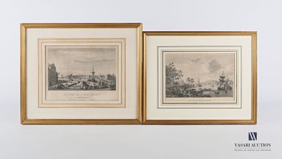 null Lot of two framed reproductions, one showing a View of Bayonne, the other the...