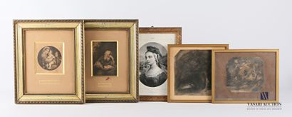 null Lot including five framed pieces: 

- Anonymous - Underwood - Charcoal - Total...
