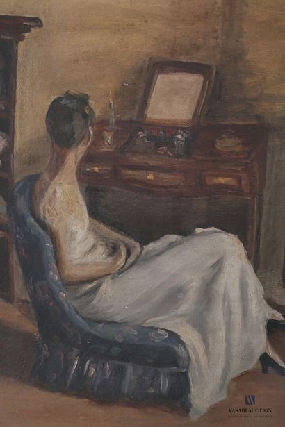 null J. GERAUD (XXème siècle)

Femme assise devant une coiffeuse

Huile sur toile

Signée...