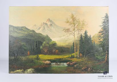 null CHAPMAN W. (XXème siècle)

Rivière dans un paysage montagneux.

Huile sur toile

Signée...