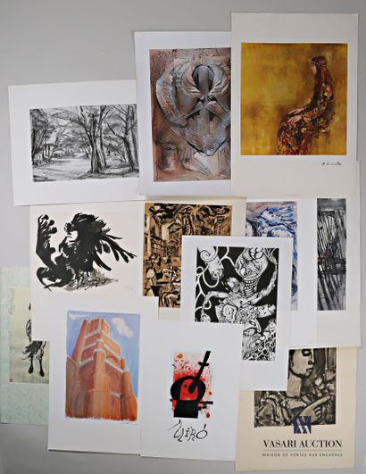 null Lot de douze reproductions sur papier ou carton : 

- d'après Miro - Imprimerie...