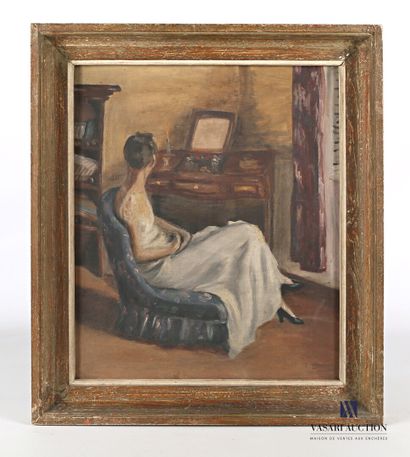 null J. GERAUD (XXème siècle)

Femme assise devant une coiffeuse

Huile sur toile

Signée...