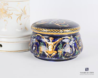 null Lot including a white porcelain tisanière with gilded decoration of flowers...