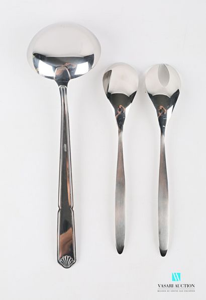 null Stainless steel set including a salad server and a ladle with a palmette de...