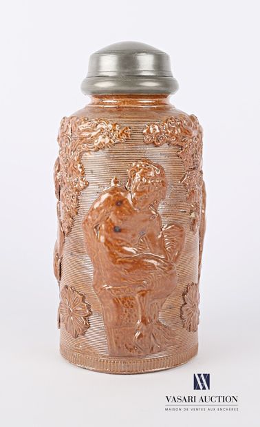null BEAUVAIS

A stoneware tobacco jar in bottle form, the pewter screw lid, the...
