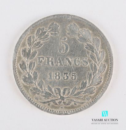 null Pièce de 5 francs en argent datée 1835, Profil de Louis Philippe I - Roi des...