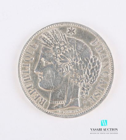 Pièce de 5 francs en argent datée 1850, République...