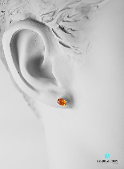 null Paire de boucles d'oreilles en or jaune 750 millièmes serties de deux opales...