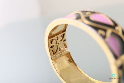 null Bracelet demi-jonc ouvrant en vermeil 925 millièmes orné de motifs feuillagés...