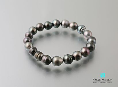 null Bracelet sur cordon élastique de perles de culture de Tahiti.

Diam. : 5 cm
