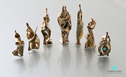 null CARCAN René (1925-1933)

Suite of seven gilt silver pendants representing antropomorphic...
