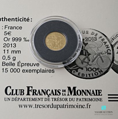 null SOCIÉTÉ FRANCAISE DES MONNAIES

Gold coin 999 thousandths showing on the obverse...