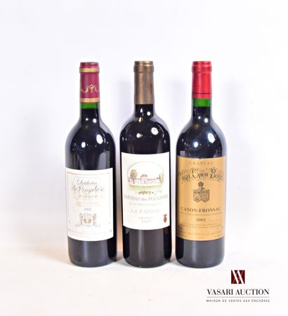 null Lot of 3 bottles including :

1 bottle Château VRAY CANON BOYER Canon Fronsac...