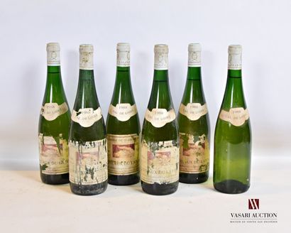 null 6 bottles CÔTEAUX DU LAYON mise Domaine de Terrebrune 1988

	5 stained and very...