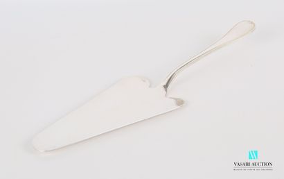 null Pie server in silver plated metal, the plain handle is hemmed with a fillet...