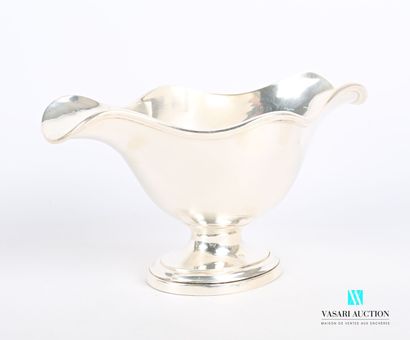 null Sauce boat on a pedestal base with a doucine, the navette body has a hemmed...