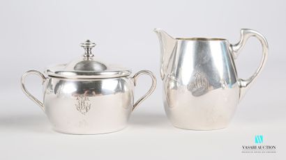 null A silver plated tea and coffee set comprising a rectangular tray with a moving...