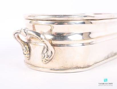 null Oblong silver-plated planter on a flat base, the body decorated with fillets,...